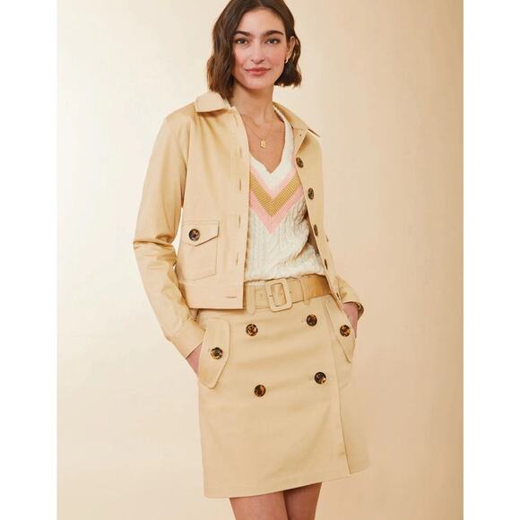 Spartina 449 Women’s Size 16 Danelle Twill Khaki Belted Button Details Skort EUC - Picture 1 of 14